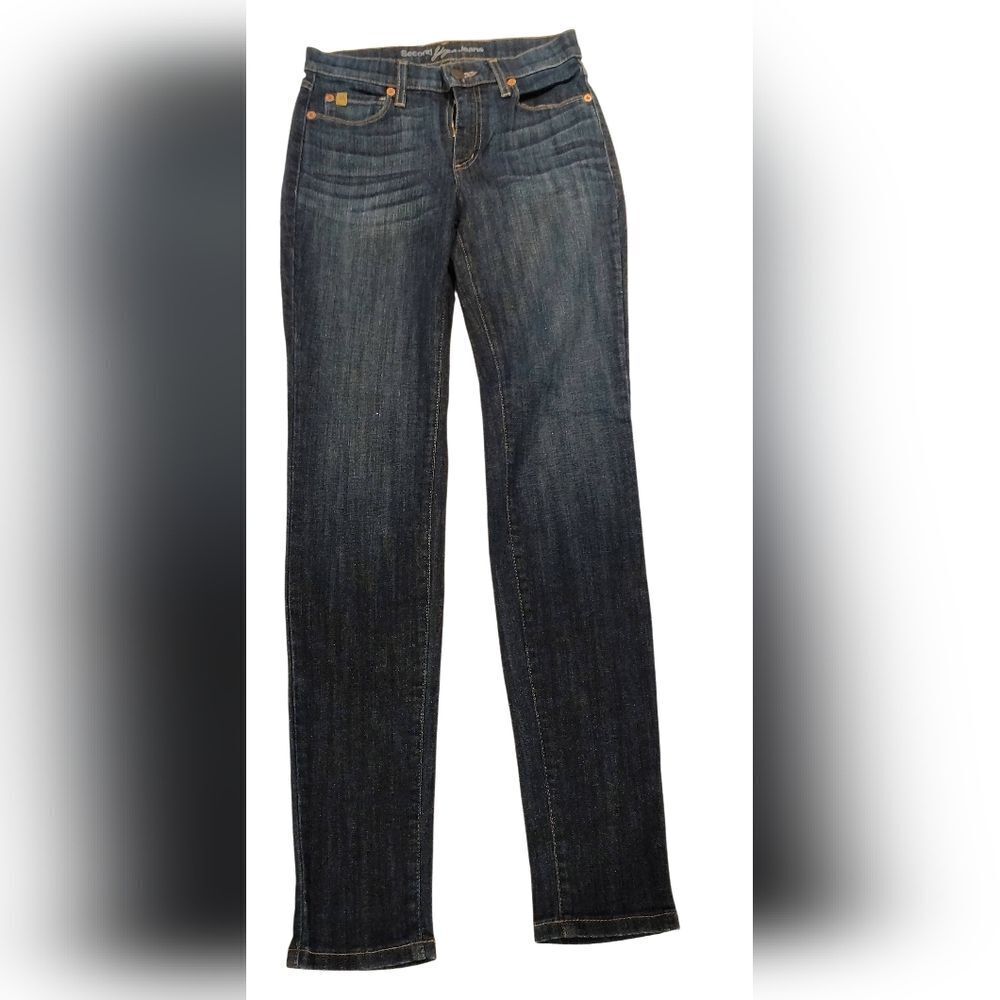 Second Yoga Women's Blue Stretch Skinny Denim Jeans  Pants Sz 26